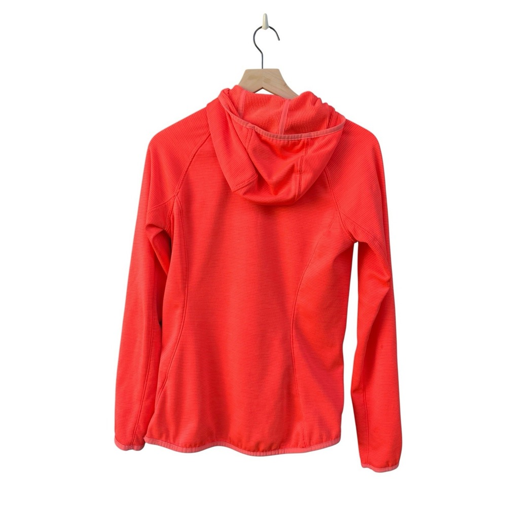 North Face Technical Grid Fleece Asymmetrical Zip Hoodie Jacket Bright Coral S - Picture 8 of 9